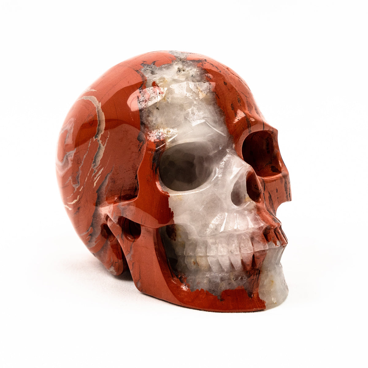 Red Jasper Quartz Skull - Hand Carved 5" Large Crystal Skull