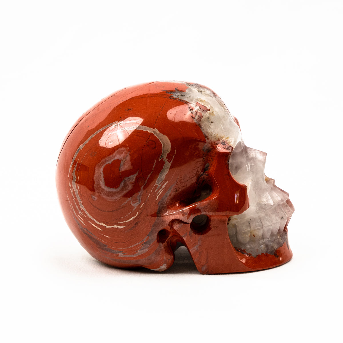 Red Jasper Quartz Skull - Hand Carved 5" Large Crystal Skull