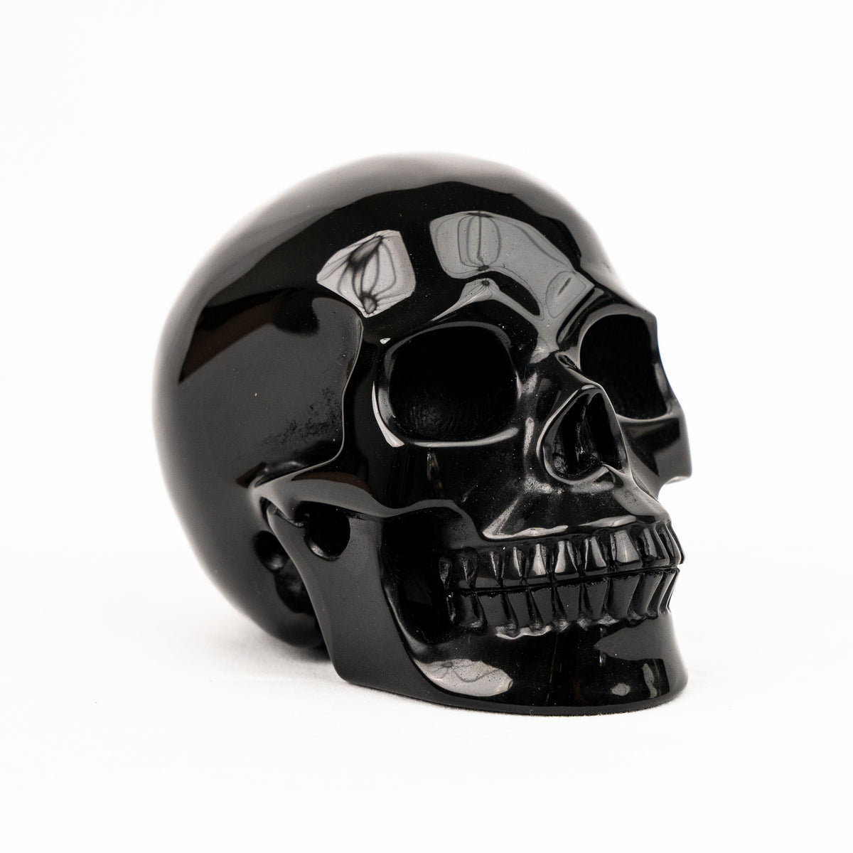 Black Obsidian Skull - Hand Carved 4.5" Large Crystal Skull