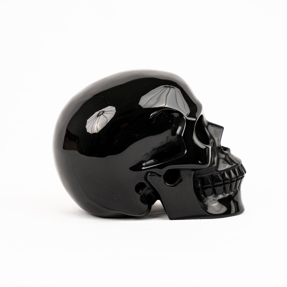 Black Obsidian Skull - Hand Carved 4.5" Large Crystal Skull