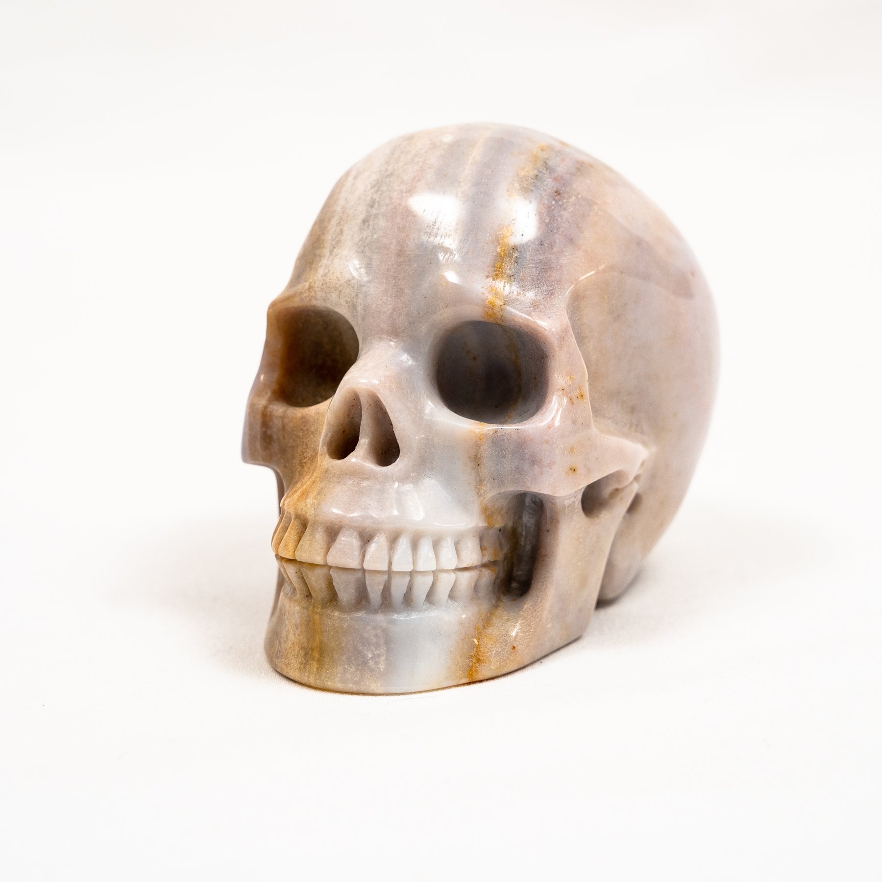 Agate Crystal Skull - Hand Carved 3.5" Large Crystal Skull