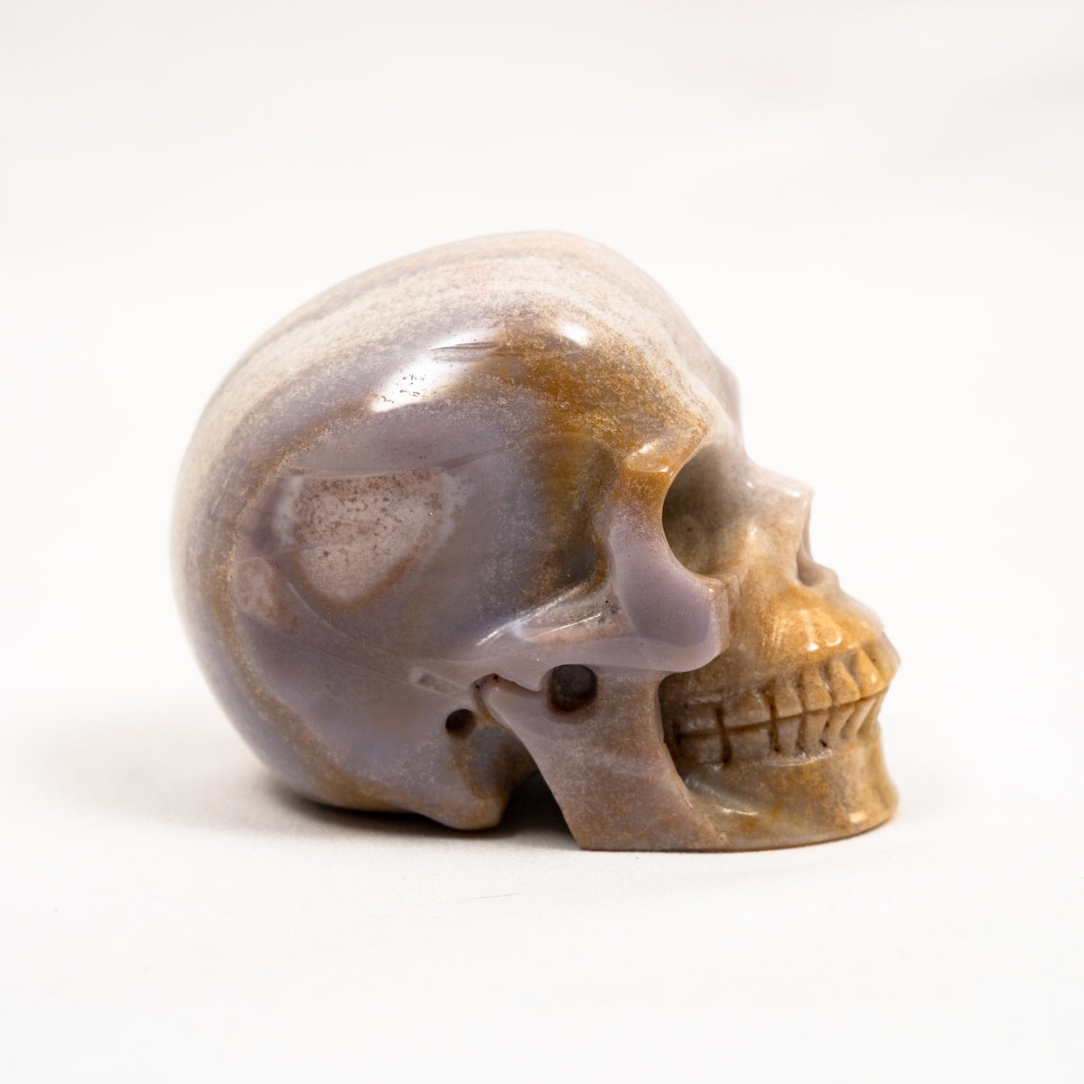 Agate Crystal Skull - Hand Carved 3.5" Large Crystal Skull