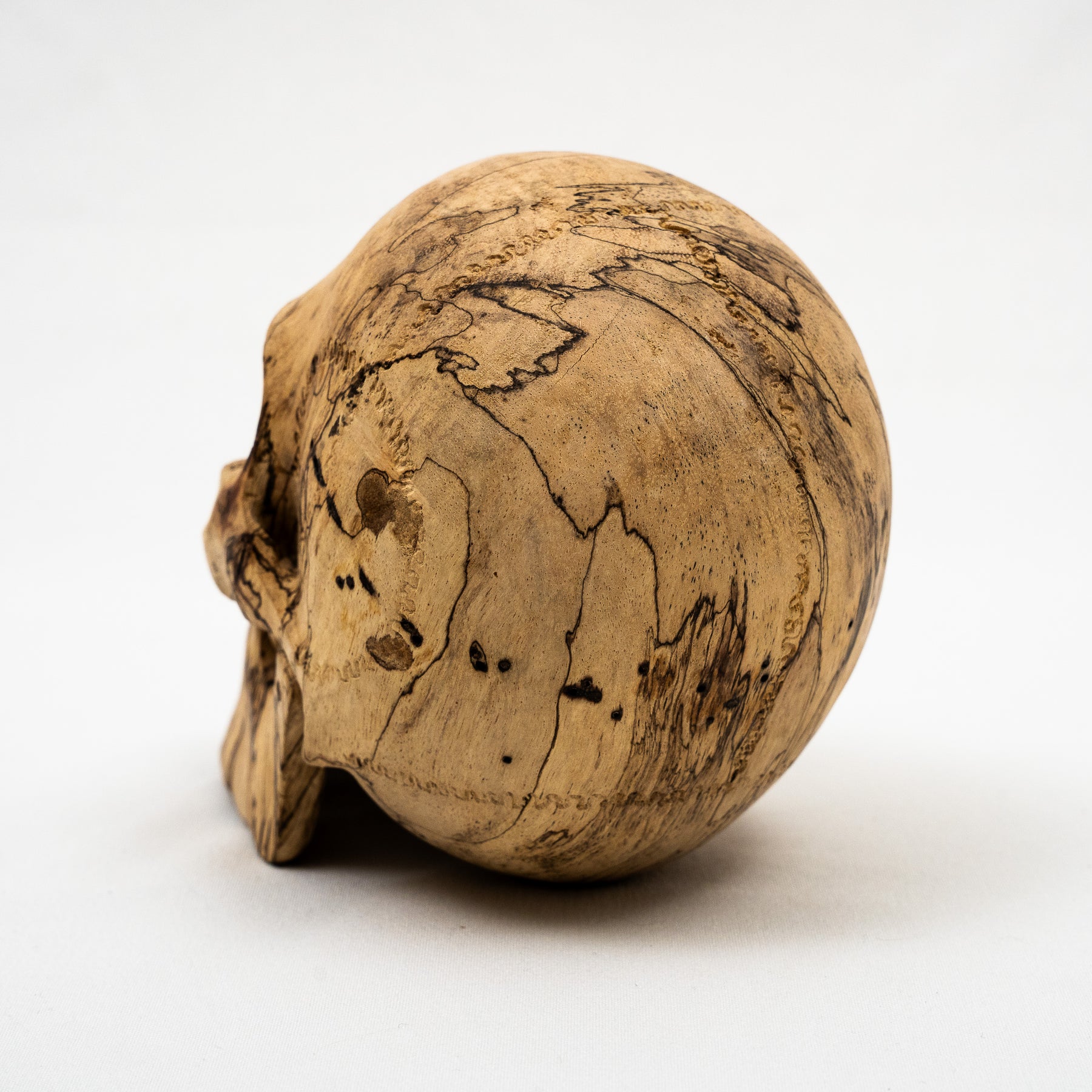 Wood Skull - Life Size Large 5" Hand Carved Human Skull Replica Skeleton Head