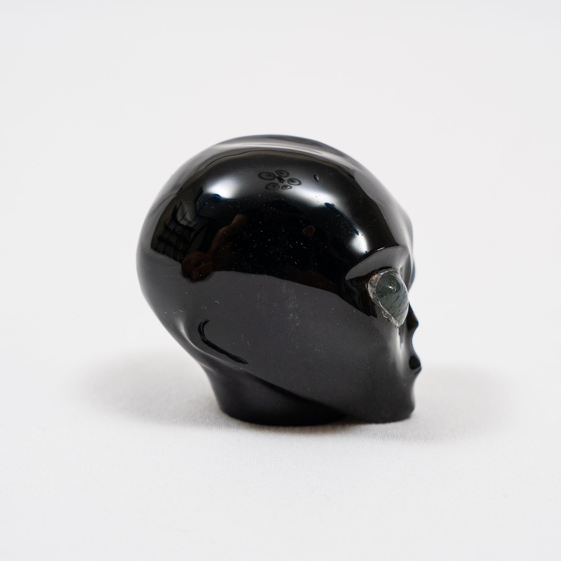 Black Obsidian Mini Crystal Alien w/ Labradorite Eyes - Hand Carved 2" Healing Crystal Reiki Chakra Star Being Stone