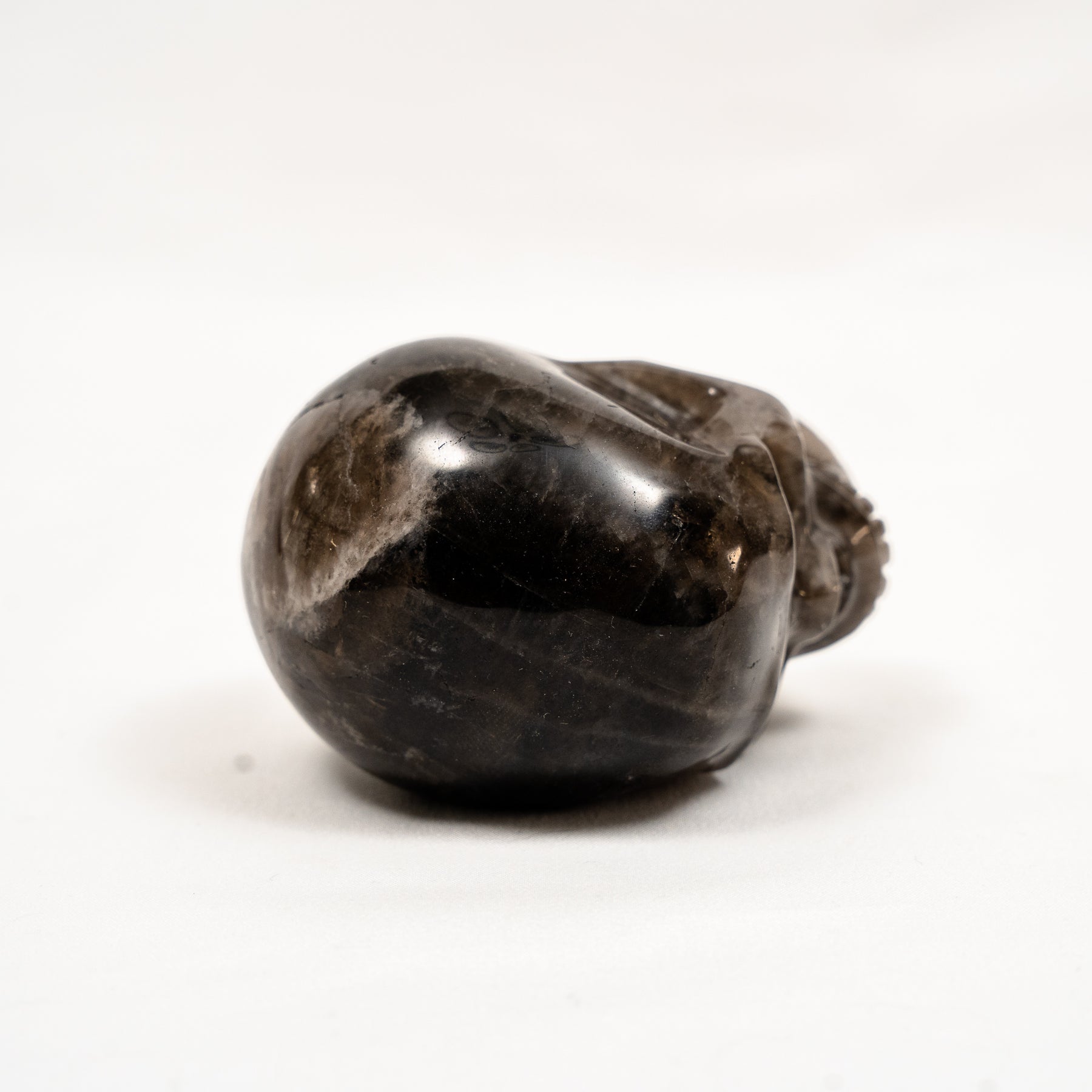 Black Quartz Crystal Skull - Hand Carved 3.5" Large Skull
