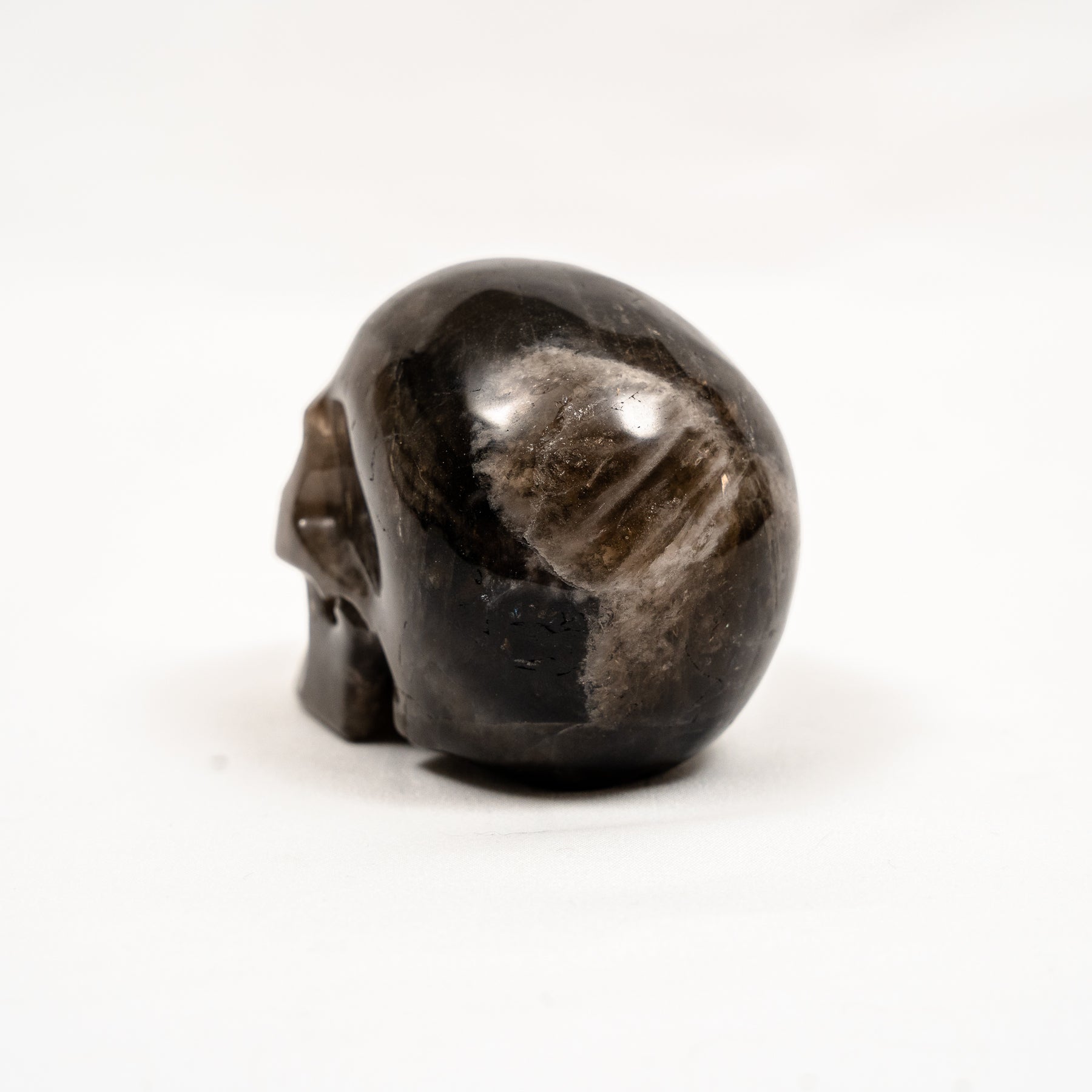 Black Quartz Crystal Skull - Hand Carved 3.5" Large Skull