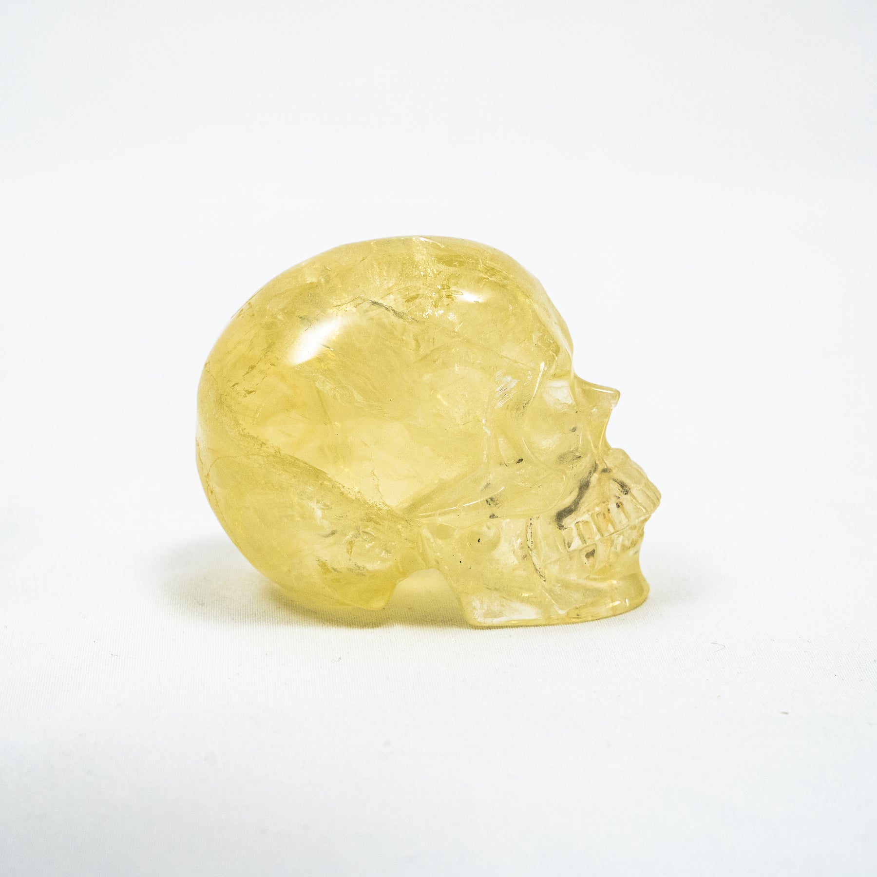 Natural High Quality Citrine Yellow Quartz Crystal Skull - Hand Carved 3" Reiki, Chakra Healing Crystal Skull Stones - RARE