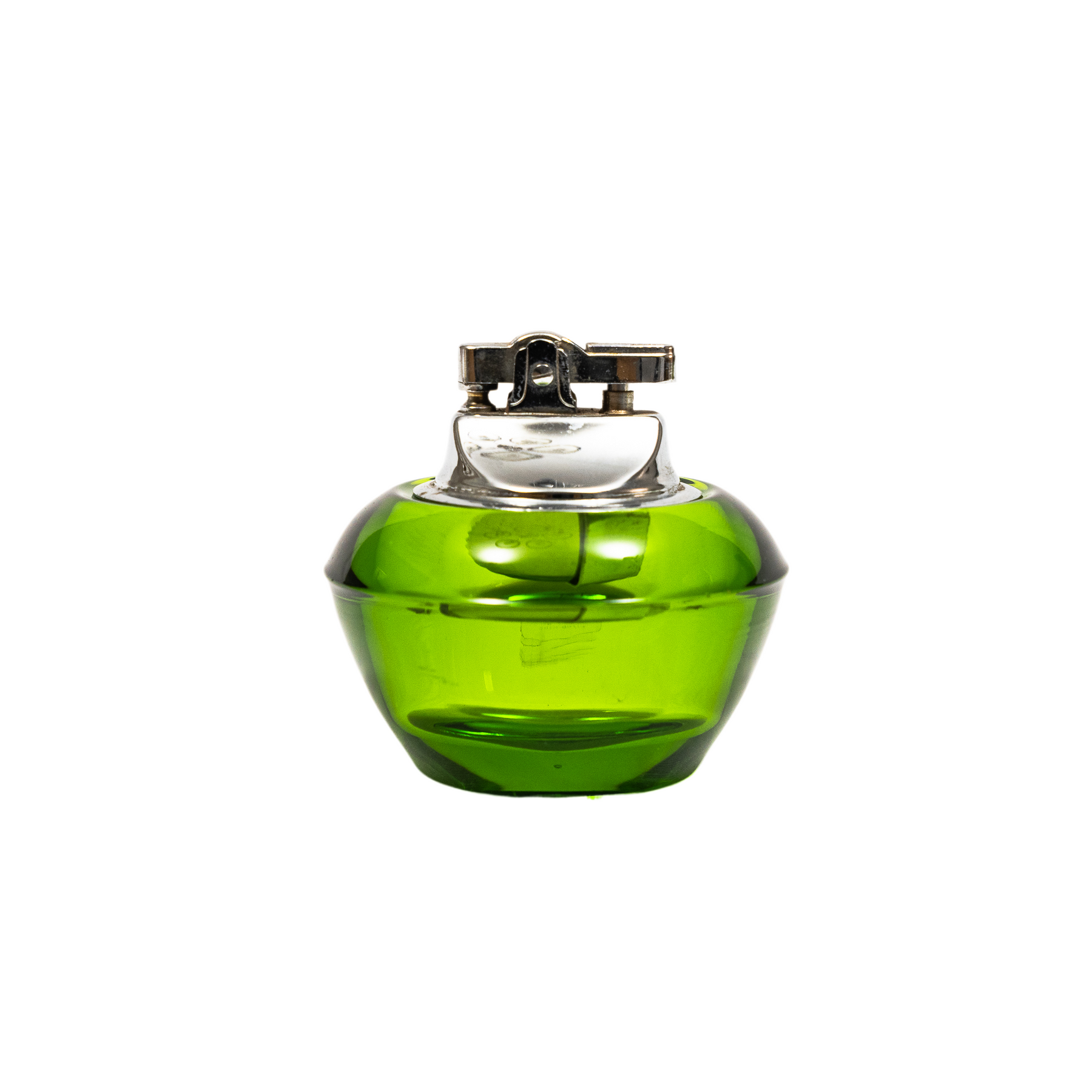 Vintage Viking Glass Horseshoe Slant Ashtray & Table Lighter Set - Avocado Green