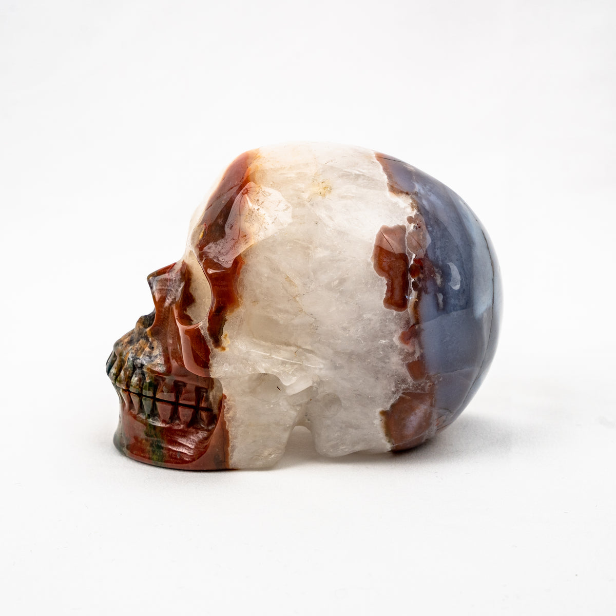 Red Jasper Quartz Skull - Hand Carved 4.5" Large Crystal Skull