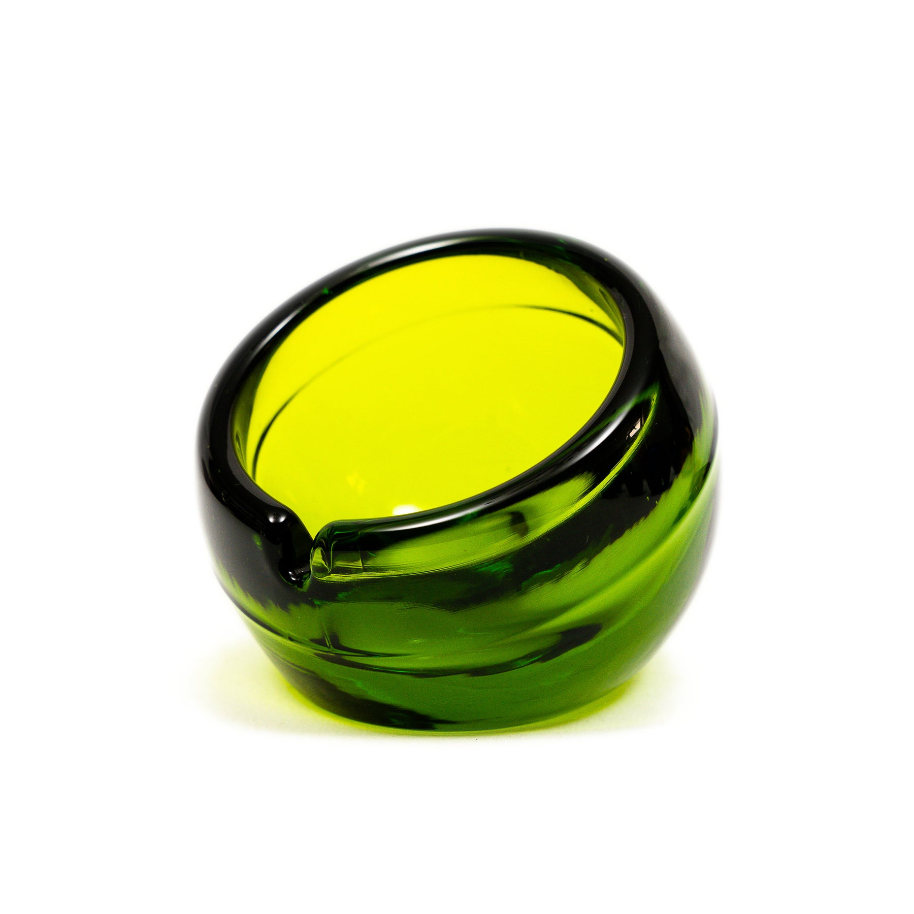 Vintage Viking Glass Orb Ashtray & Table Lighter Set - Avocado Green