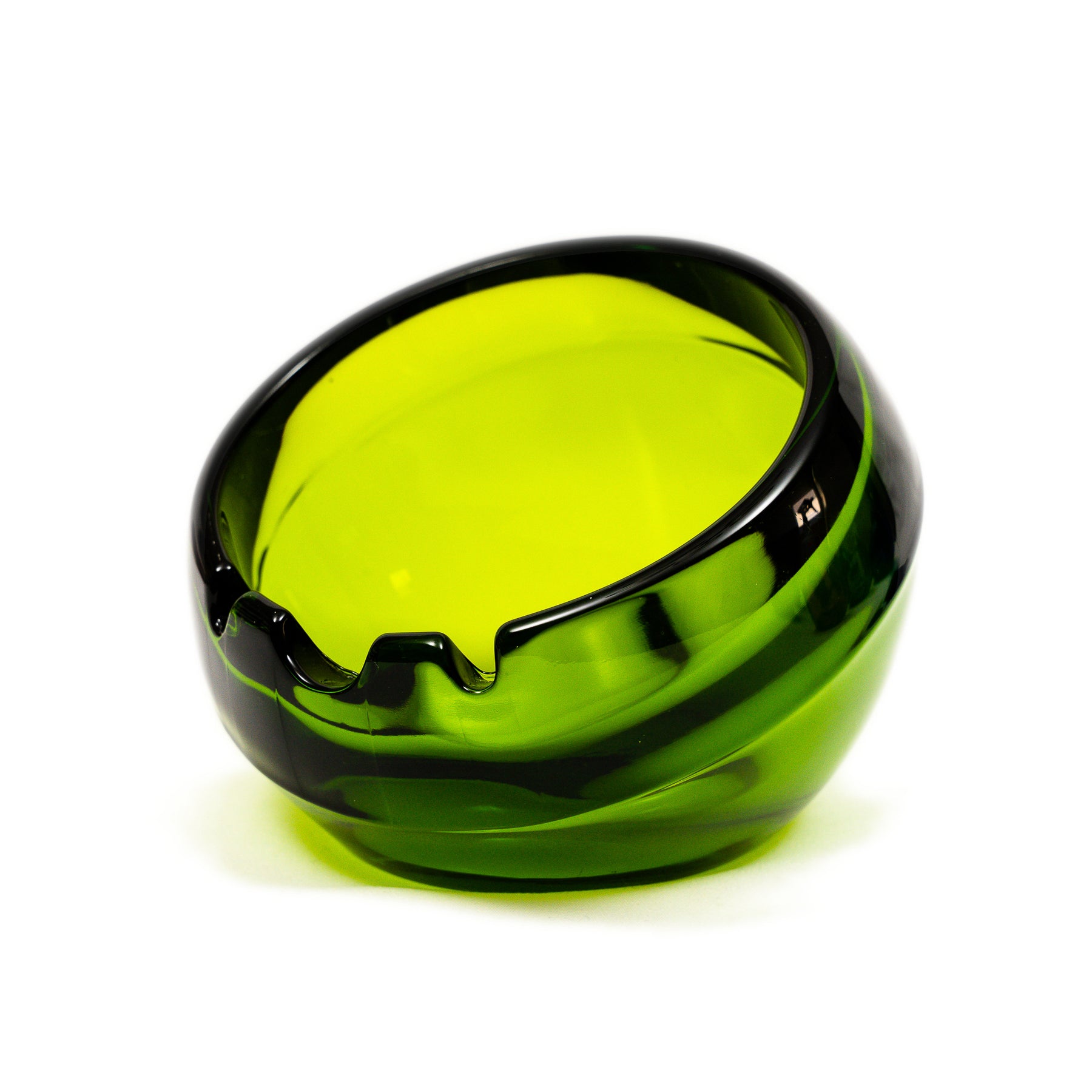 Vintage Viking Glass Orb Ashtray & Table Lighter Set - Avocado Green