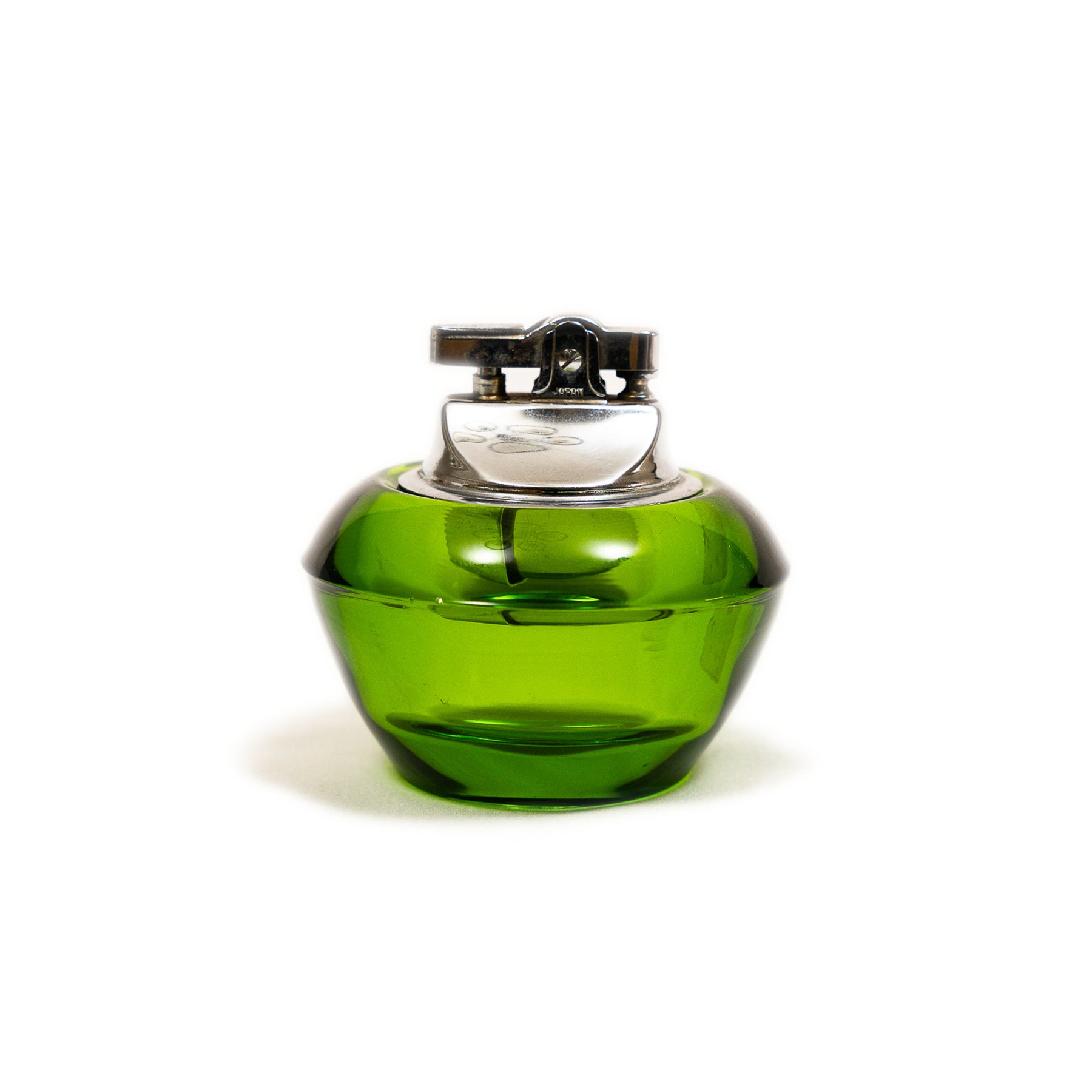 Vintage Viking Glass Orb Ashtray & Table Lighter Set - Avocado Green