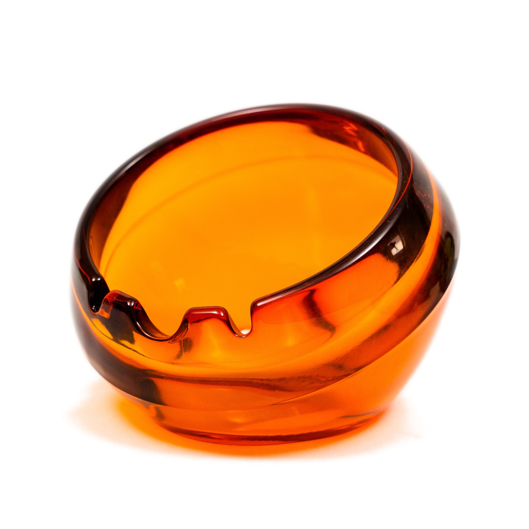 Vintage Viking Glass Orb Ashtray & Table Lighter Set - Persimmon Orange