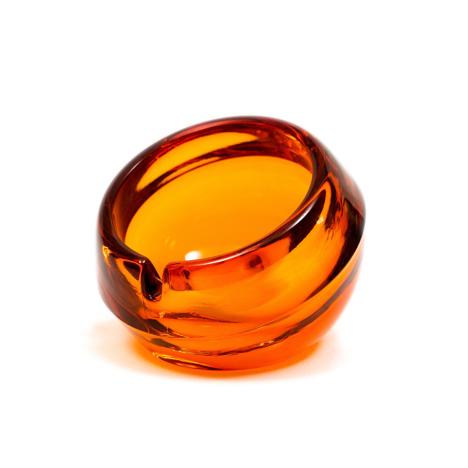 Vintage Viking Glass Orb Ashtray & Table Lighter Set - Persimmon Orange
