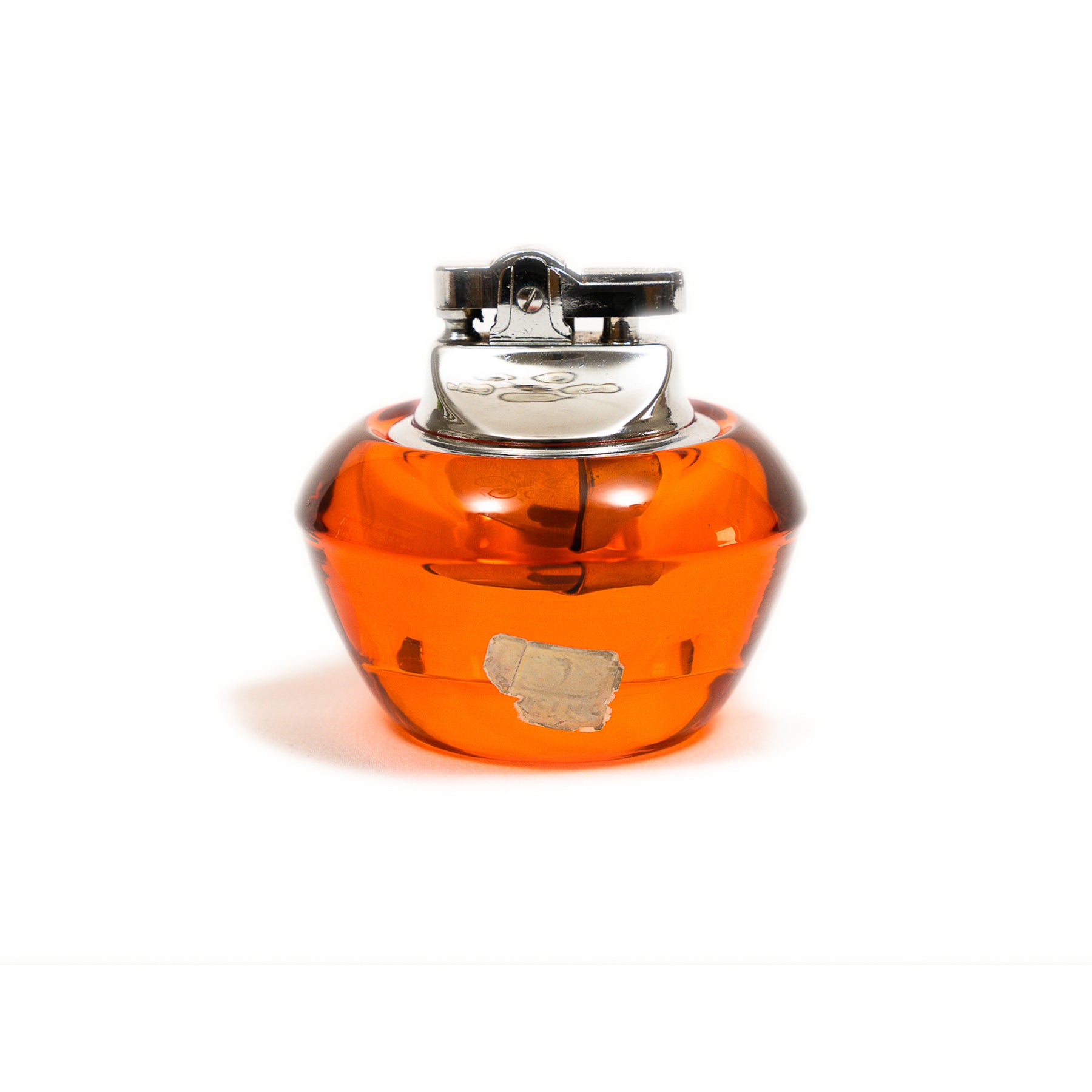 Vintage Viking Glass Orb Ashtray & Table Lighter Set - Persimmon Orange