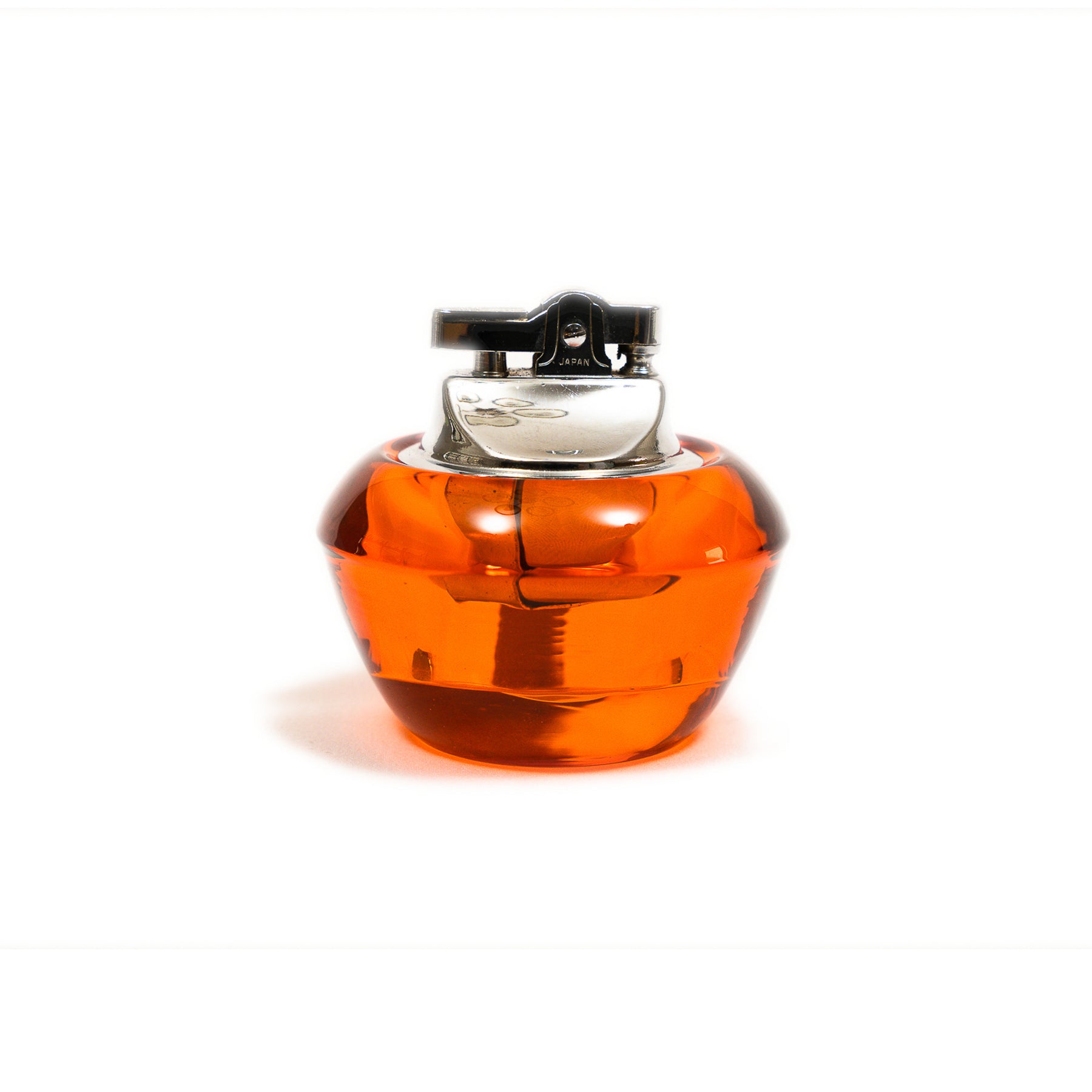 Vintage Viking Glass Orb Ashtray & Table Lighter Set - Persimmon Orange