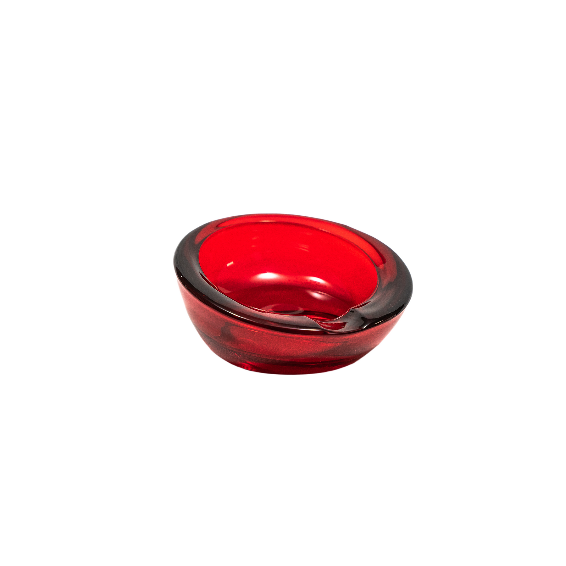 Vintage Viking Glass Horseshoe Slant Ashtray & Table Lighter Set - Ruby Red