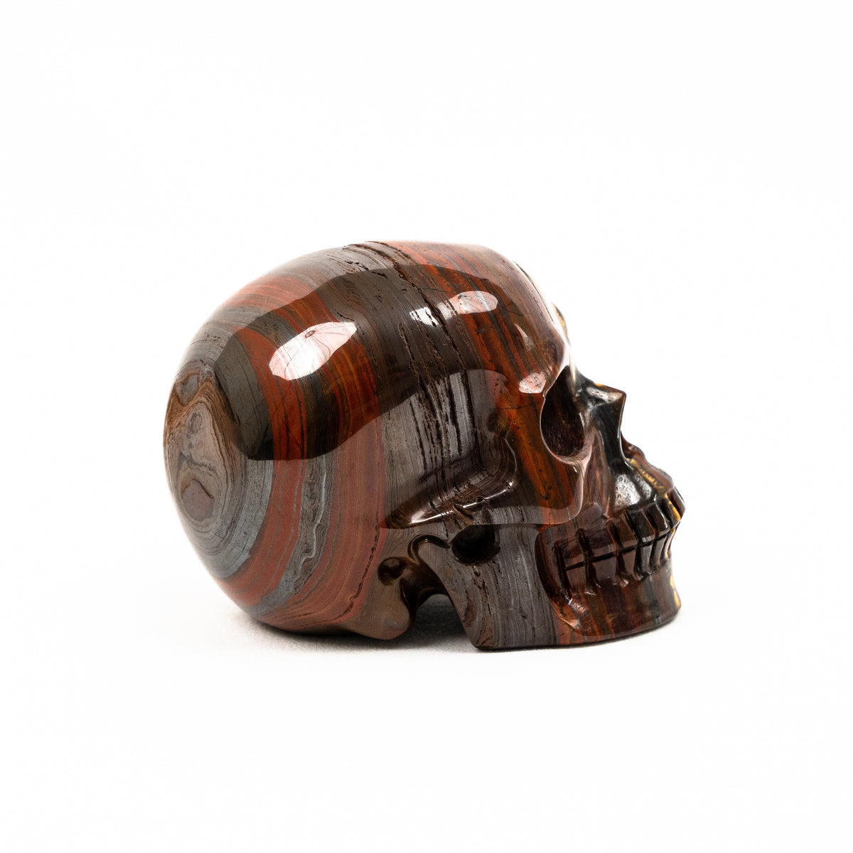 Red Tigers Eye Quartz Crystal Skull - Hand Carved 3.5" Crystal Skull