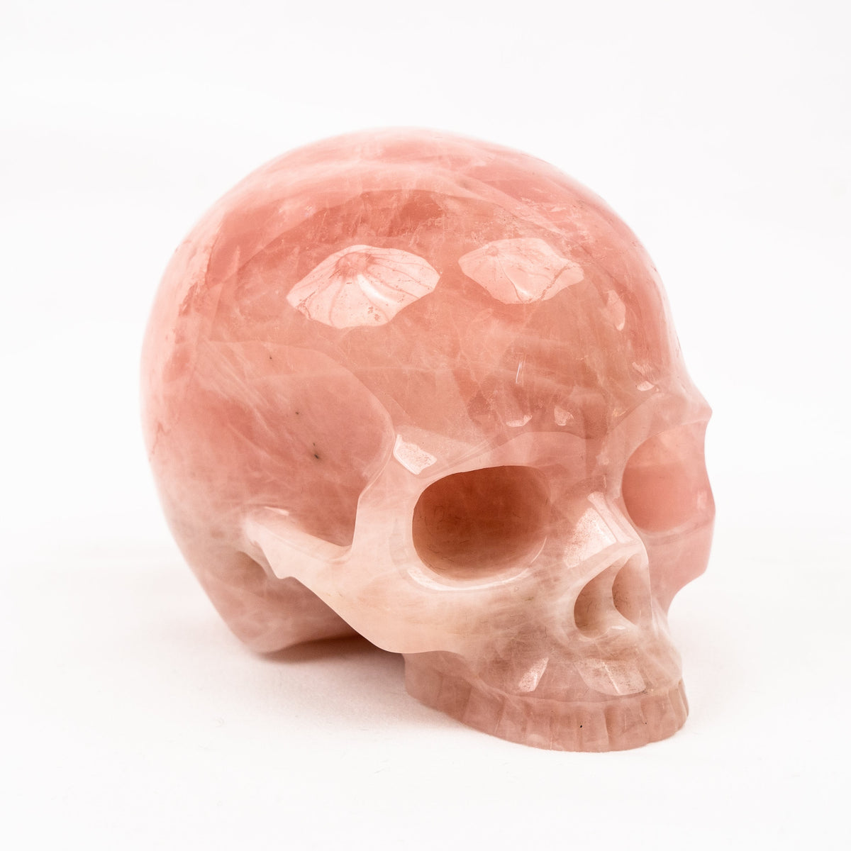 Rose Quartz Jawless Skull - Large 4.5" Hand Carved Crystal Skull