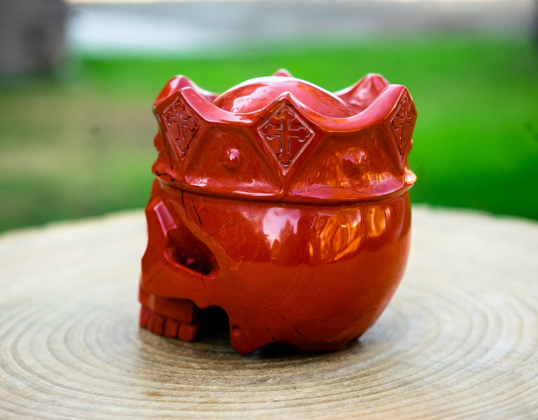 Red Jasper 4.25" Crowned Crystal Skull