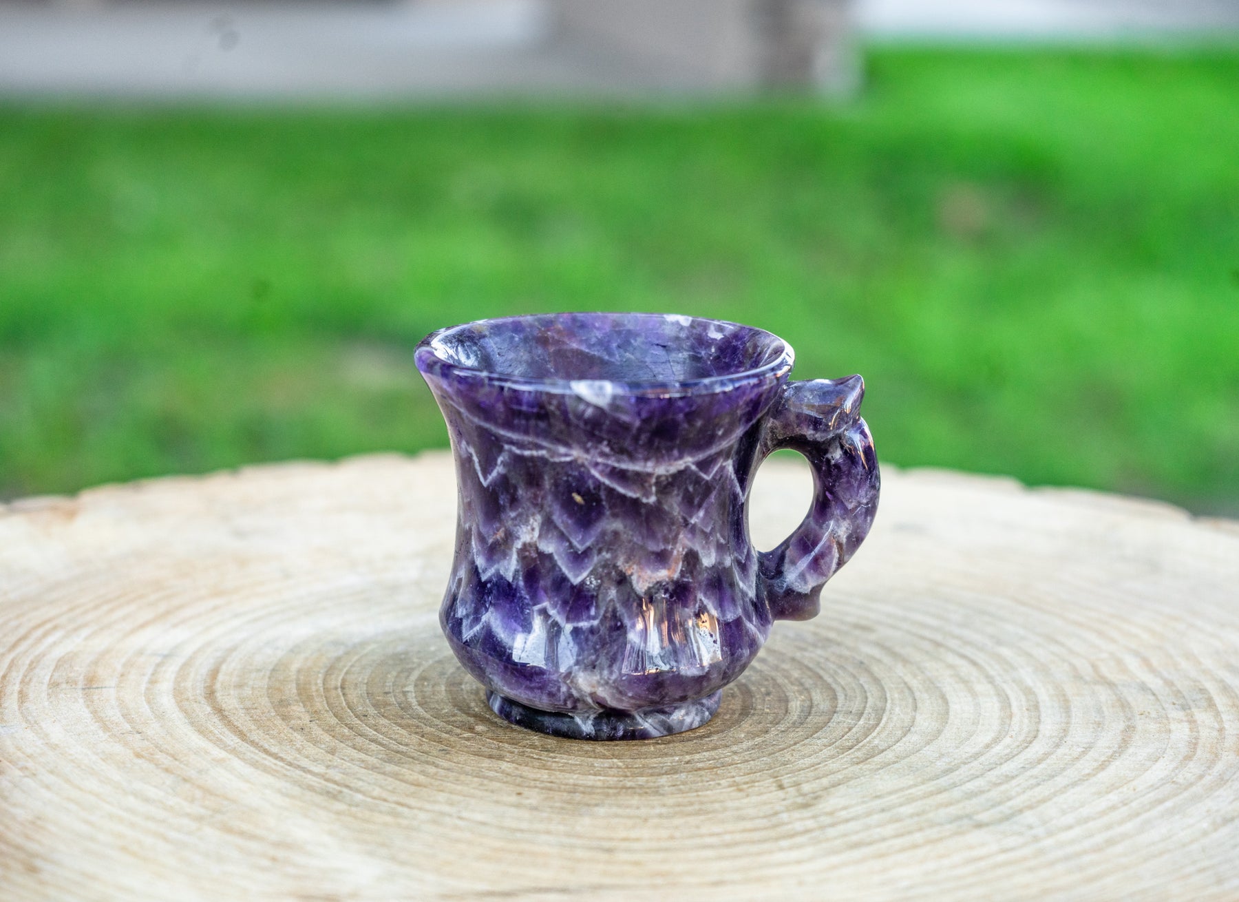 Chevron Amethyst Crystal Tea Cup Set