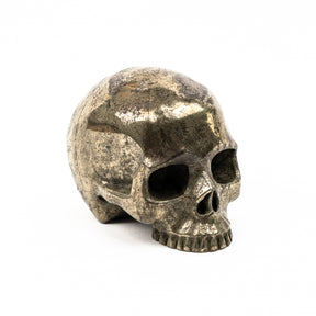 Gold Iron Pyrite Skull - Hand Carved 3.25" Jawless Crystal Skull