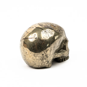 Gold Iron Pyrite Skull - Hand Carved 3.25" Jawless Crystal Skull