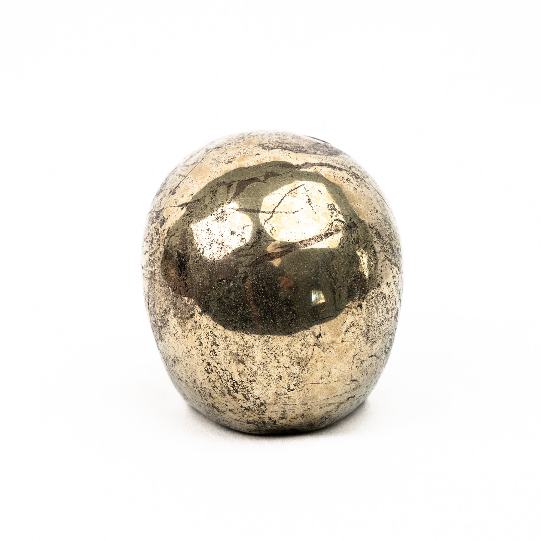 Gold Iron Pyrite Skull - Hand Carved 3.25" Jawless Crystal Skull