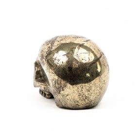 Gold Iron Pyrite Skull - Hand Carved 3.25" Jawless Crystal Skull