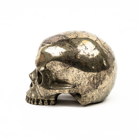 Gold Iron Pyrite Skull - Hand Carved 3.25" Jawless Crystal Skull