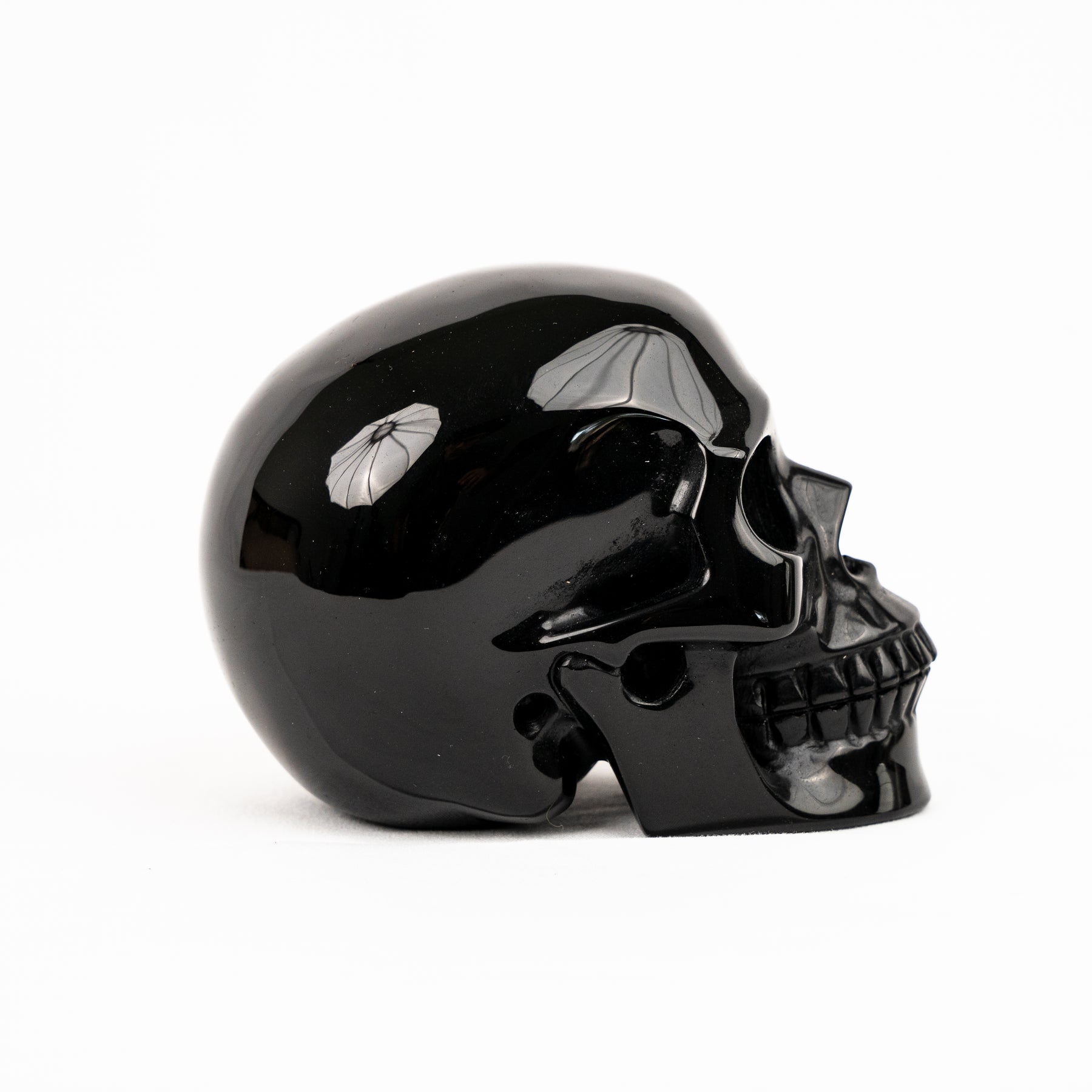 Black Obsidian Skull - Hand Carved 4.5" Large Crystal Skull