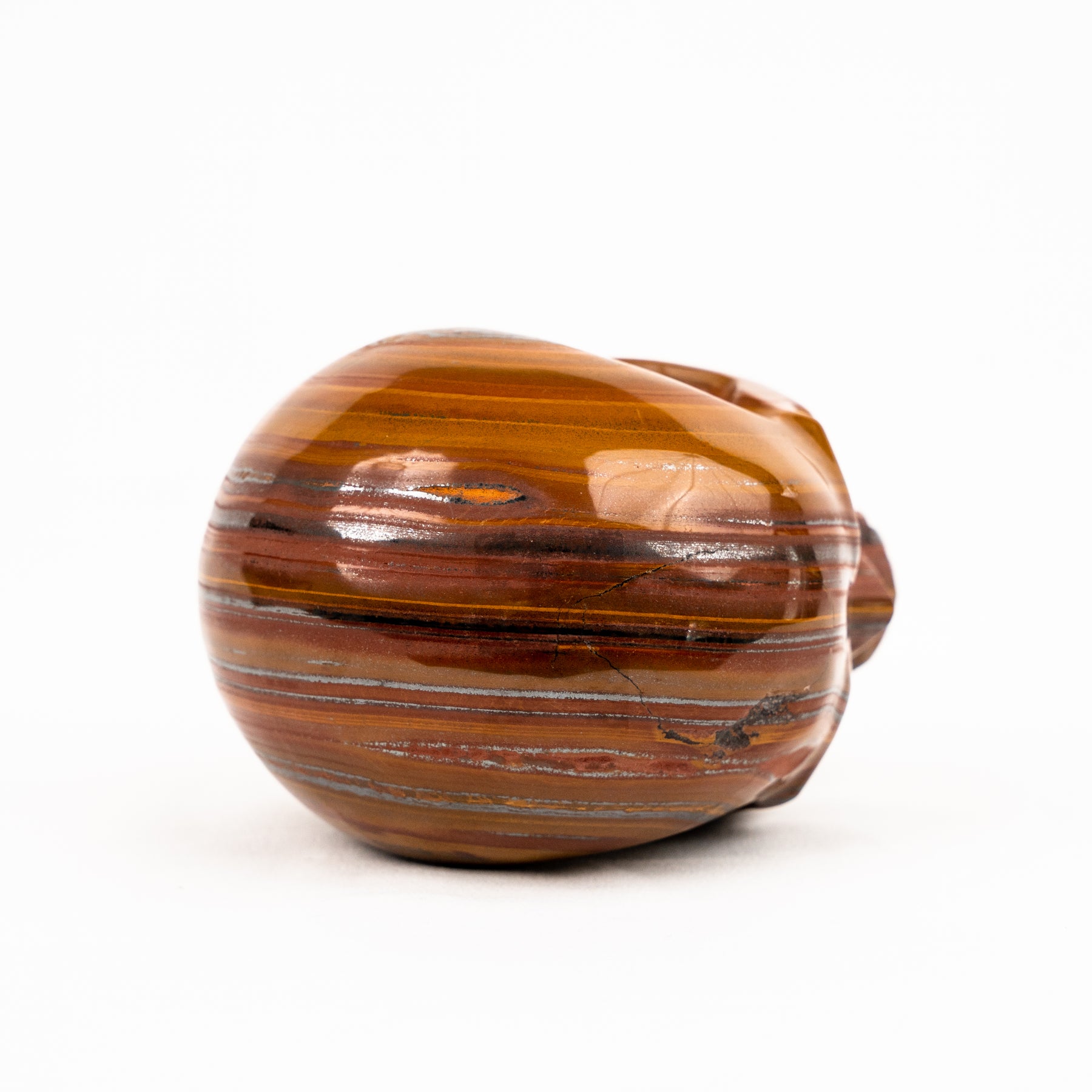 Red Iron Tigers Eye Skull - Hand Carved 4.25" Jawless Crystal Skull