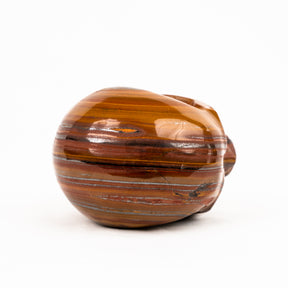 Red Iron Tigers Eye Skull - Hand Carved 4.25" Jawless Crystal Skull