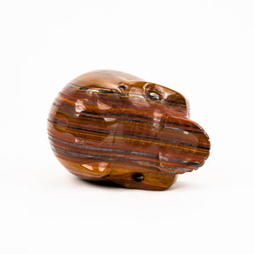 Red Iron Tigers Eye Skull - Hand Carved 4.25" Jawless Crystal Skull