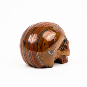 Red Iron Tigers Eye Skull - Hand Carved 4.25" Jawless Crystal Skull