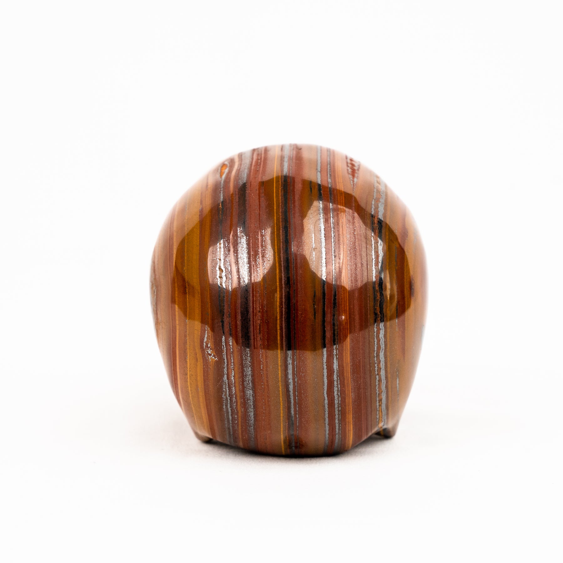 Red Iron Tigers Eye Skull - Hand Carved 4.25" Jawless Crystal Skull