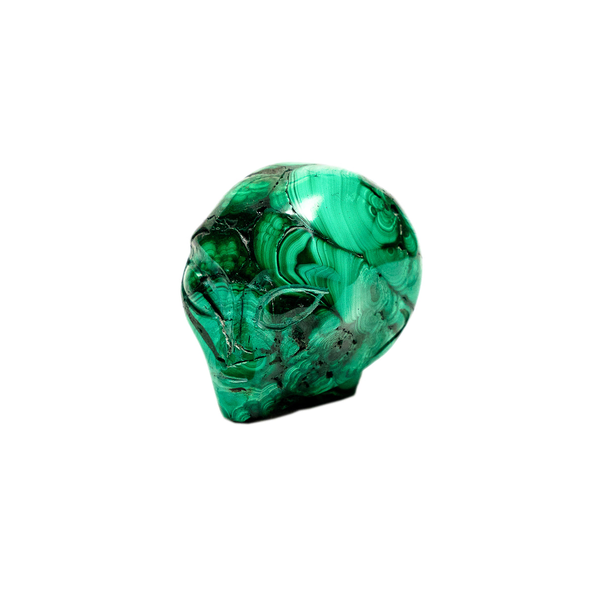 Malachite Crystal Alien - 2" Hand Carved Crystal Skull