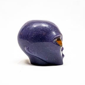 Purple Aventurine Crystal Alien with Tigers Eye - 3.5" Hand Carved Crystal Skull