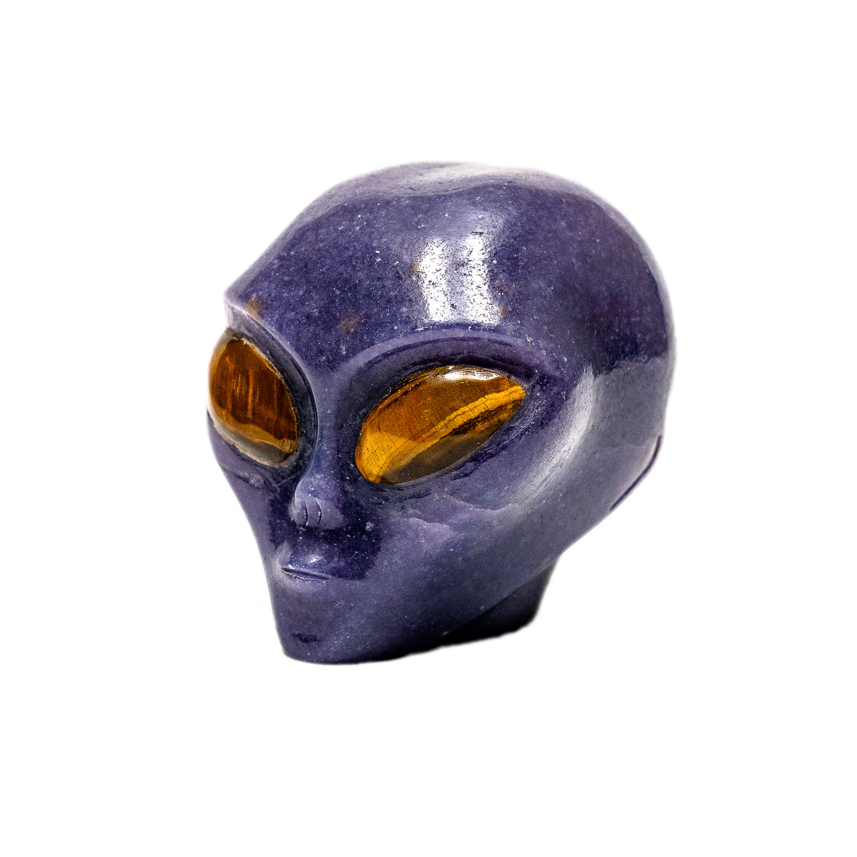 Purple Aventurine Crystal Alien with Tigers Eye - 3.5" Hand Carved Crystal Skull