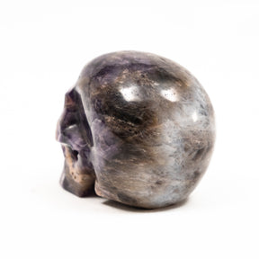 Chevron Amethyst Crystal Skull - Hand  Carved 4" Large Crystal Skull