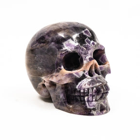 Chevron Amethyst Crystal Skull - Hand  Carved 4" Large Crystal Skull