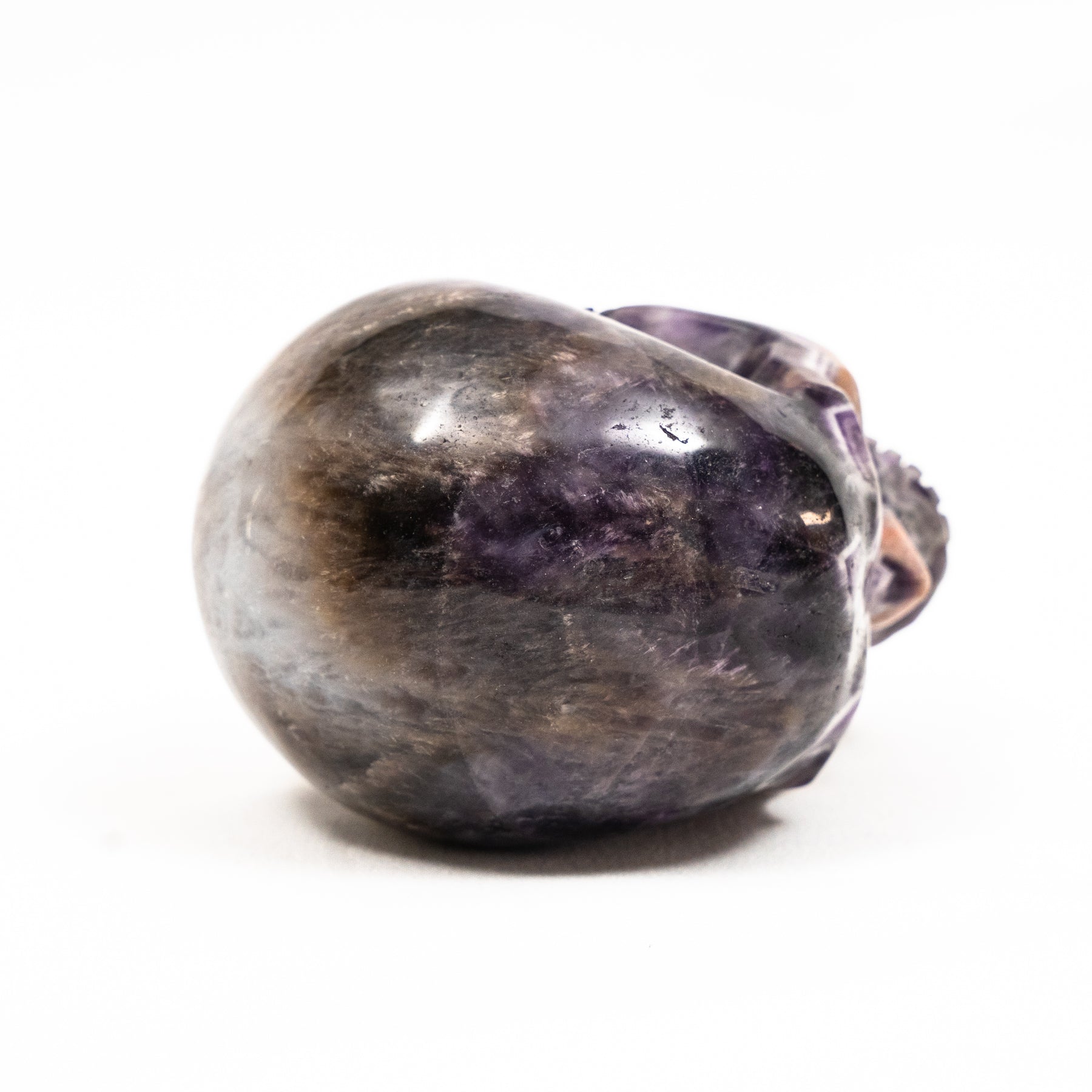Chevron Amethyst Crystal Skull - Hand  Carved 4" Large Crystal Skull