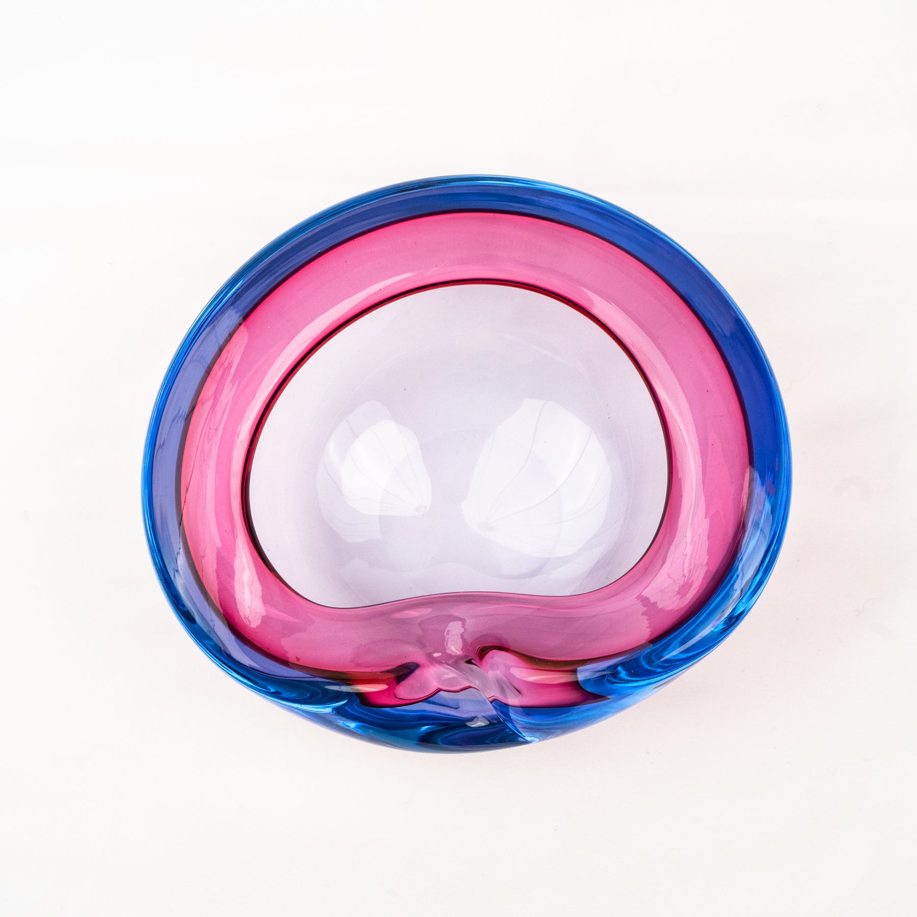 Vintage Alfredo Barbini Murano Glass Alexandrite Ashtray & Pedestal Table Lighter Set - Ruby Blue