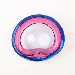 Vintage Alfredo Barbini Murano Glass Alexandrite Ashtray & Pedestal Table Lighter Set - Ruby Blue