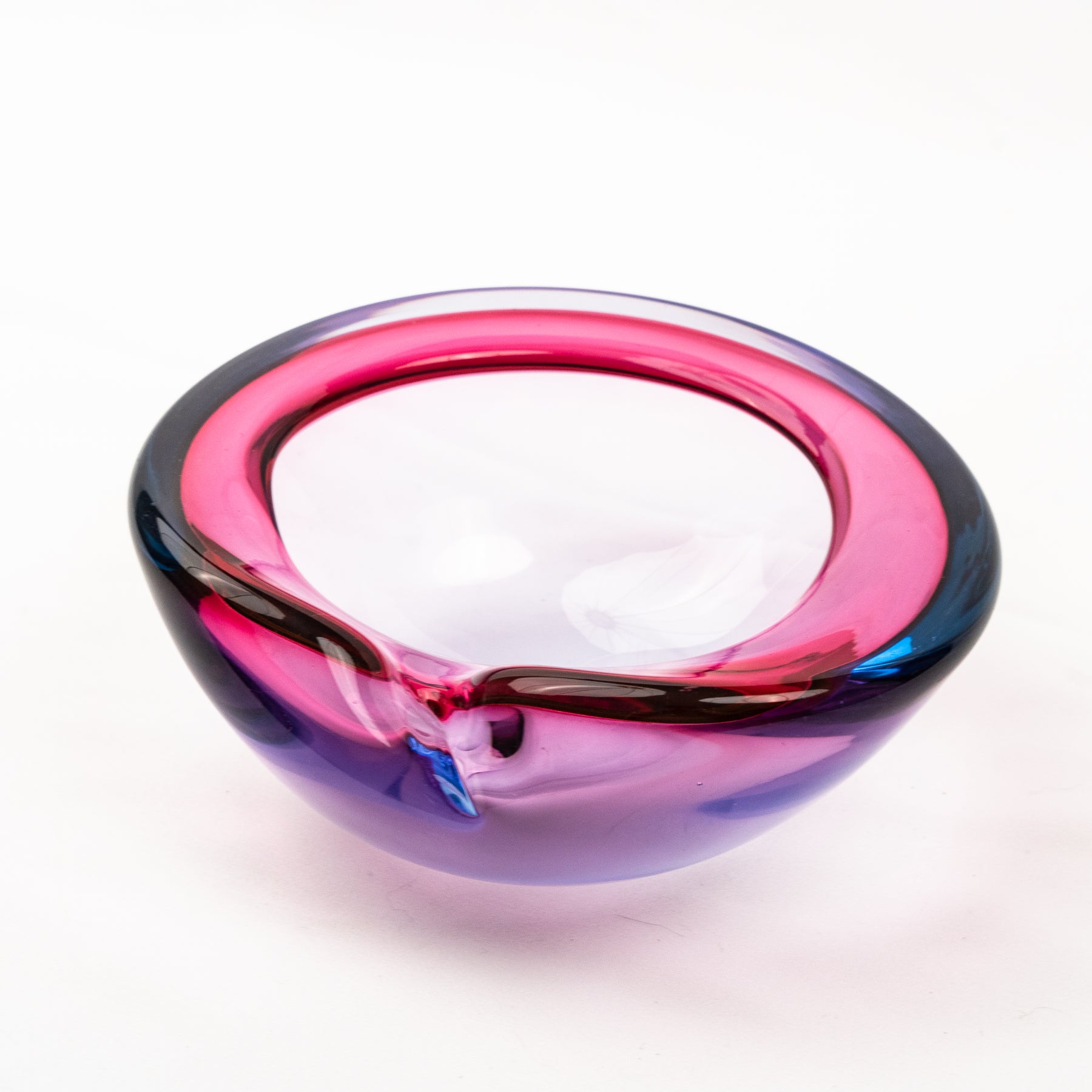 Vintage Alfredo Barbini Murano Glass Alexandrite Ashtray & Pedestal Table Lighter Set - Ruby Blue