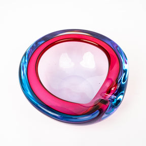 Vintage Alfredo Barbini Murano Glass Alexandrite Ashtray & Table Lighter Set - Ruby Blue