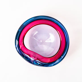 Vintage Alfredo Barbini Murano Glass Alexandrite Ashtray & Table Lighter Set - Ruby Blue