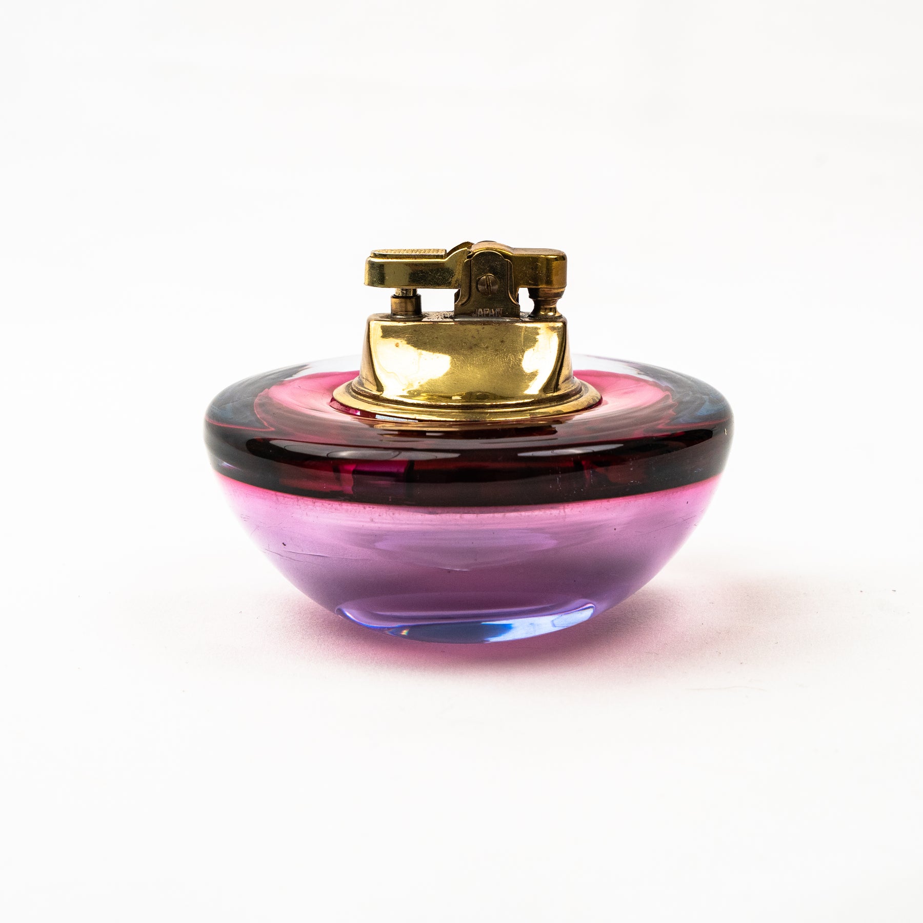 Vintage Alfredo Barbini Murano Glass Alexandrite Ashtray & Table Lighter Set - Ruby Blue