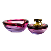 Vintage Alfredo Barbini Murano Glass Alexandrite Ashtray & Table Lighter Set - Ruby Blue