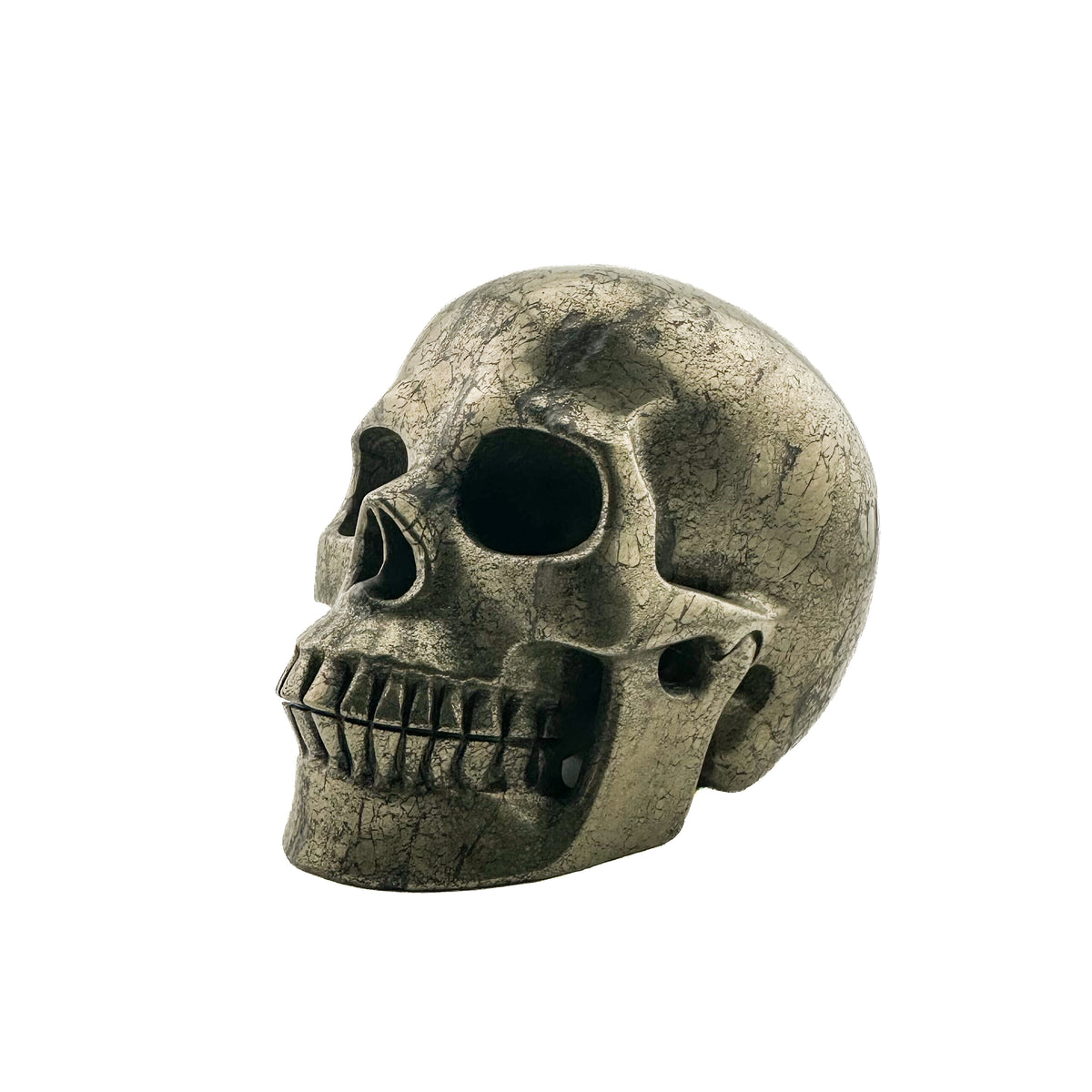 Gold Iron Pyrite Skull - Hand Carved 4.25" Large Crystal Skull
